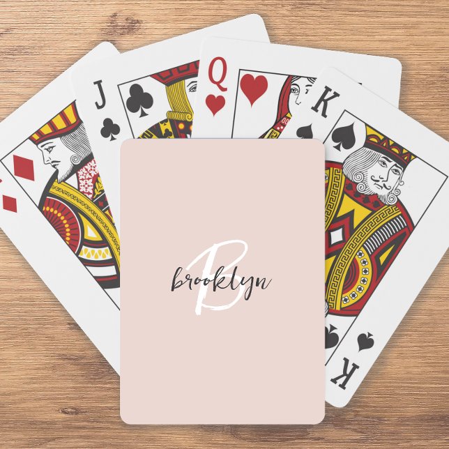 Trendig rosabränd grå skrivstil monogram casinokort (Skapare uppladdad)
