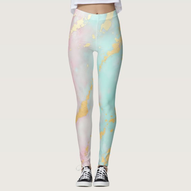 Trendig rosabränd mjuk mint guld lyxkollektion leggings (Framsida)