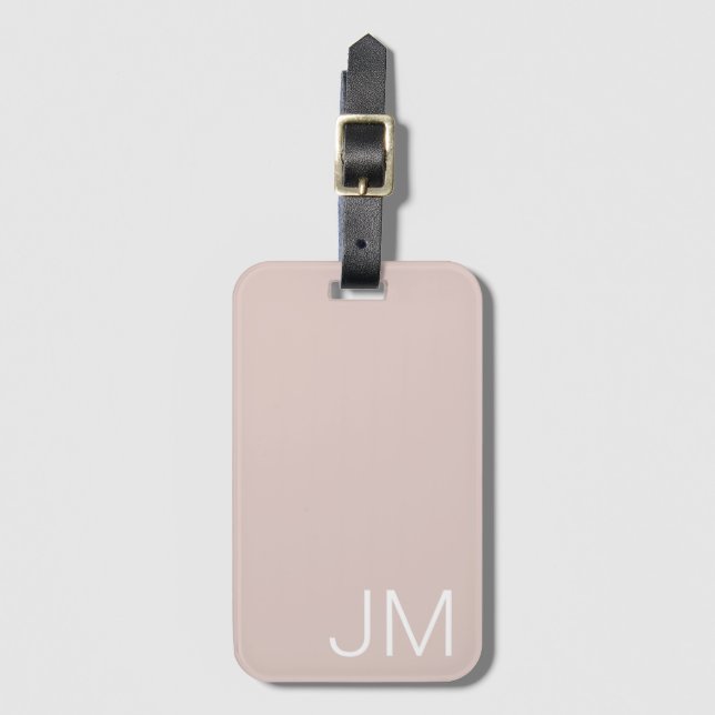 Trendig rosafärgad överstor monograminitial bagagebricka (Framsida vertikal)