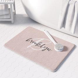 Trendig rosagrå monogramnamn badrumsmatta
