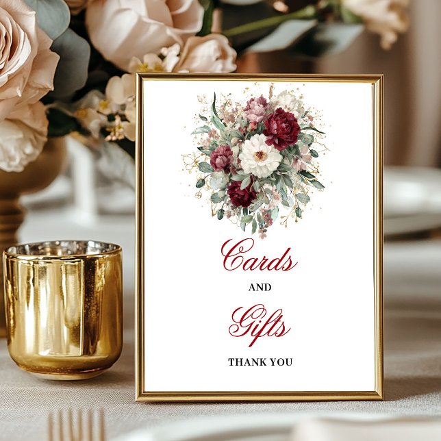 Trendig rosé Burgundy Kort och presenter skylt (Trendy Blush Burgundy Cards and Gifts Sign)