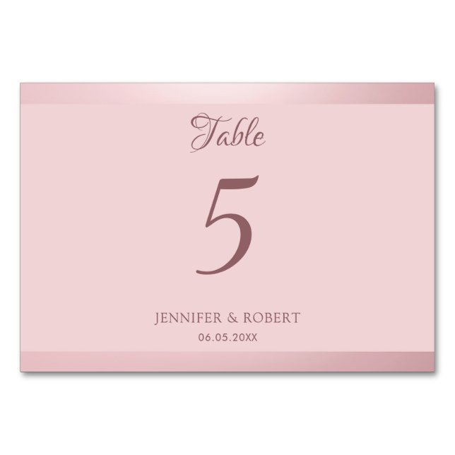 Trendig Rose Gold Modernt Elegant Mallbrev Bordsnummer (Framsidan)