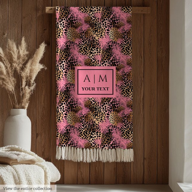 Trendig rose gold vattenfärg leopardskinnsfilta fleecefilt (Trendy rose gold watercolor leopard skin blanket)