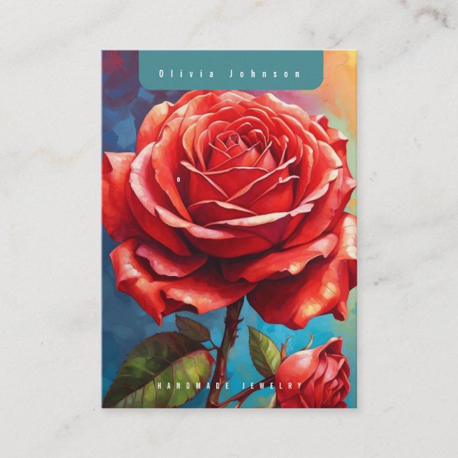 Trendig rose örhänge display-kort  visitkort (Framsida)