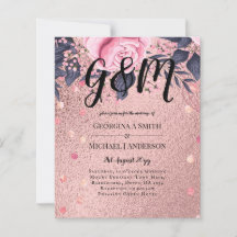 Trendig ROSEGOLD Bröllop Metallic Rosa Navy Glitte