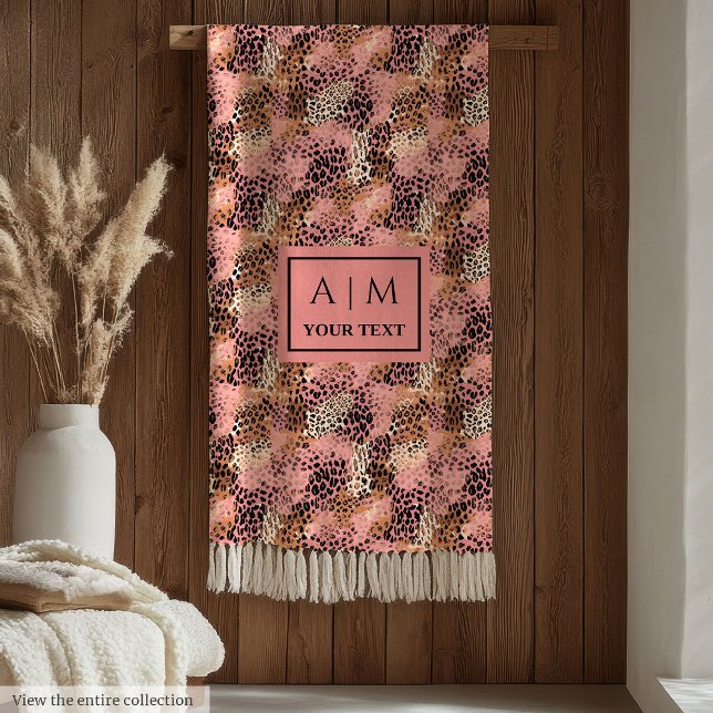 Trendig roséguld vattenfärg leopardskinn mysig fleecefilt (Trendy rose gold watercolor leopard skin cozy Fleece Blanket)