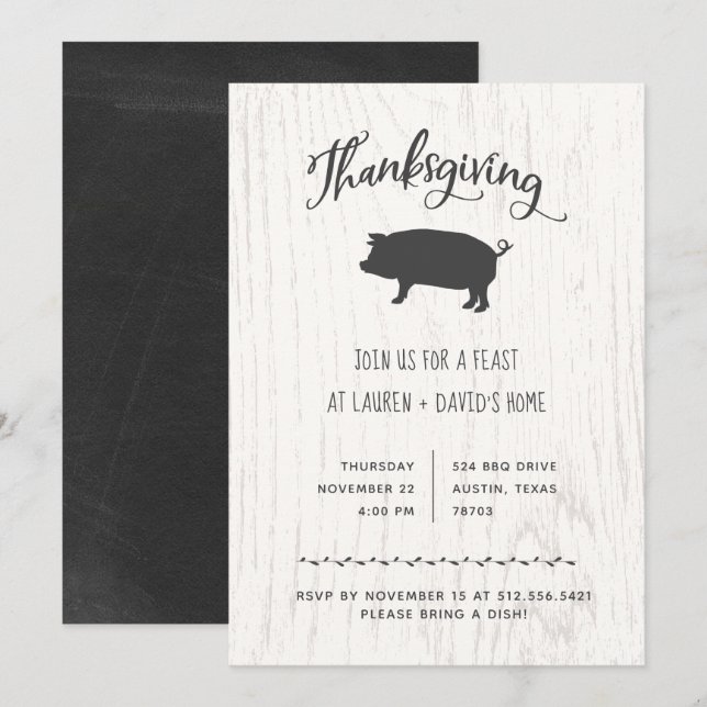 Trendig, rosenfärgad Thanksgiving Inbjudningar (Fram/baksida)