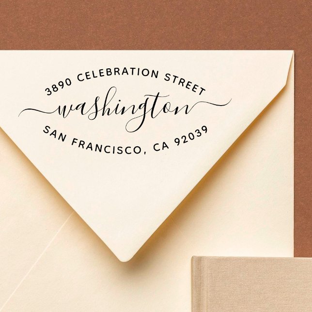 Trendig Round Typography Family Namn Returadress Stämpel (Skapare uppladdad)