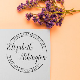 Trendig Round Typography & Script Returadress Självfärgande Stämpel