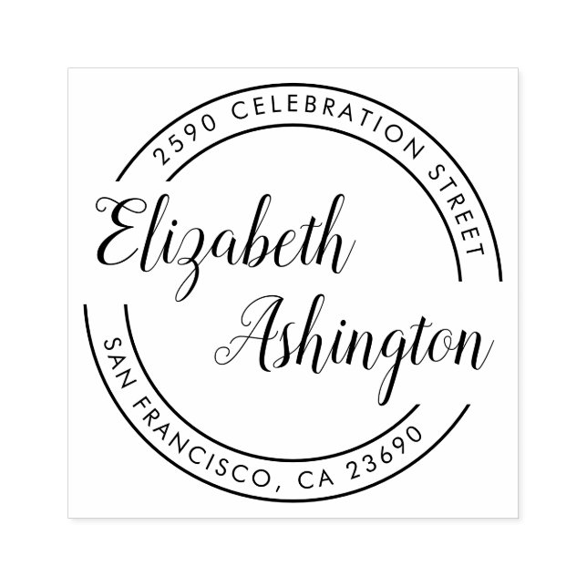 Trendig Round Typography & Script Returadress Stämpel (Tryck)