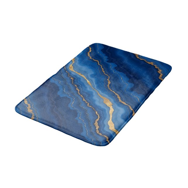 Trendig Royal Blue Guld Marble Collection Badrumsmatta (Vinklad)