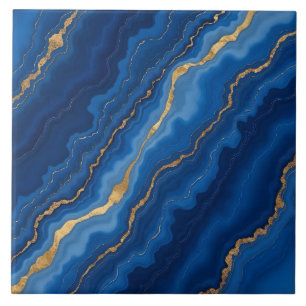 Trendig Royal Blue Guld Marble Collection Kakelplatta
