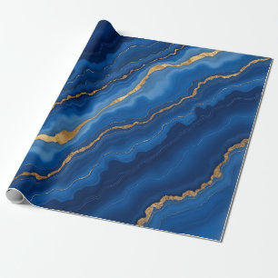 Trendig Royal Blue Guld Marble Collection Presentpapper