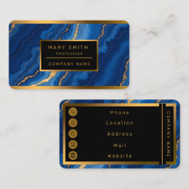 Trendig Royal Blue Guld Marble Collection Visitkort