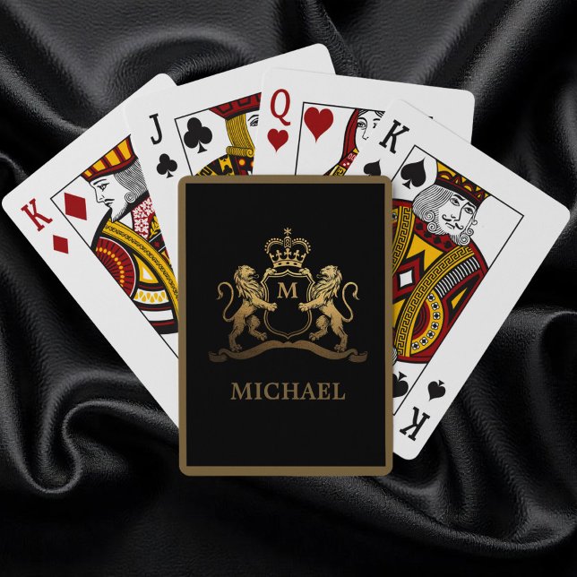 Trendig Royal Krona Emblem Lejon Monogram Casinokort (Skapare uppladdad)