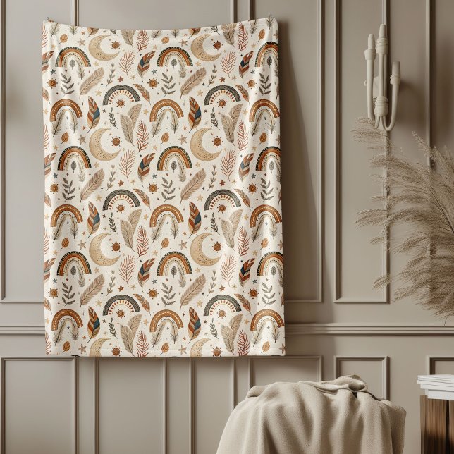 Trendig Rustic Boho Rainbow Subtle Pastel Hues Fleecefilt (Trendy Rustic Boho Rainbow Subtle Pastel Hues Fleece Blanket)