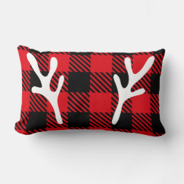 Trendig Rustic buffalo plaid renar röd jul Lumbarkudde