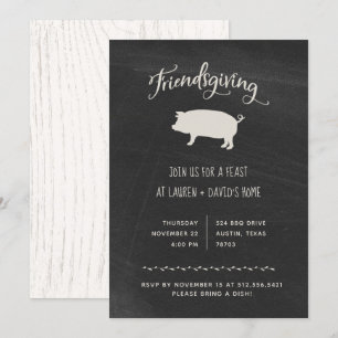 Trendig Rustic Friendsgiving Thanksgiving Middag Inbjudningar