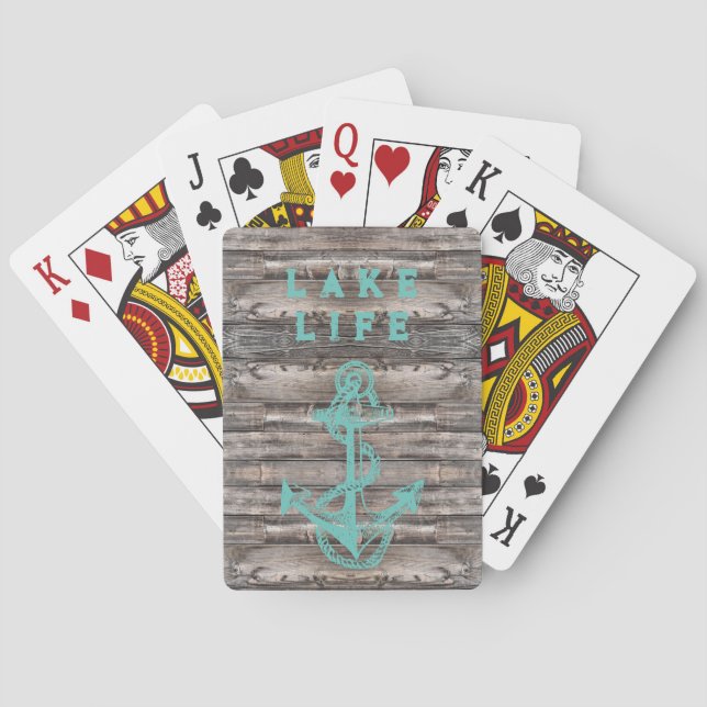 trendig Rustik NAUTICAL TEAL ANCHOR | Casinokort (Baksidan)