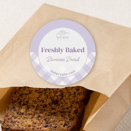 Trendig rutig lila bakery logotyp produktnamn runt klistermärke