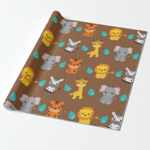 Trendig Safari Wildlife Presentpapper