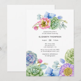 Trendig saftig blombröllopsdusch inbjudningar