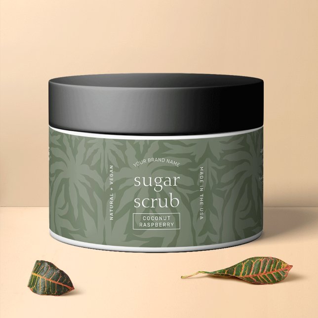 Trendig Sage Grönt Skincare Burk Watersecure Label Vattenflaska Etikett (Modern sage green cosmetic jar waterproof label with elegant fonts and minimal layout)