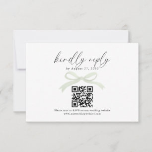 Trendig Saggrön Båg Band QR-kod Bröllop RSVP OSA Kort
