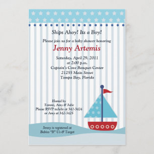 Trendig Sailboat 5x7 Baby Shower-inbjudan Inbjudningar