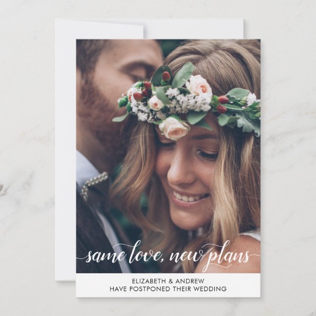 Trendig Samma Kärlek Nya Planer Ändring av Datum F Meddelande (Framsida)