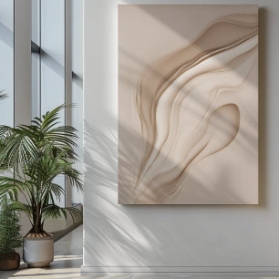 Trendig samtida beige abstrakt konst poster