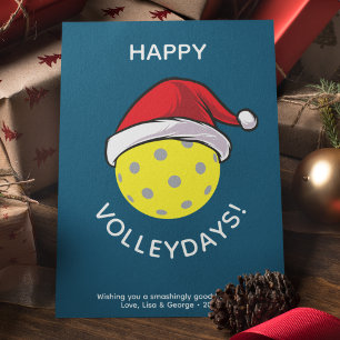 Trendig Santa Cap Pickleball Blue-jul Julkort