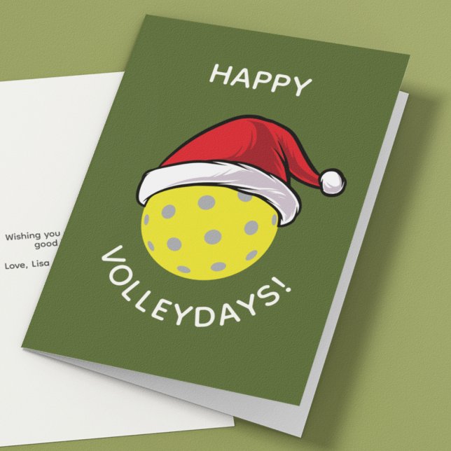 Trendig Santa Cap Pickleball Grönt jul Helgkort (Skapare uppladdad)