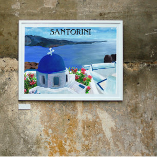 Trendig Santorini Greece Illustration Poster
