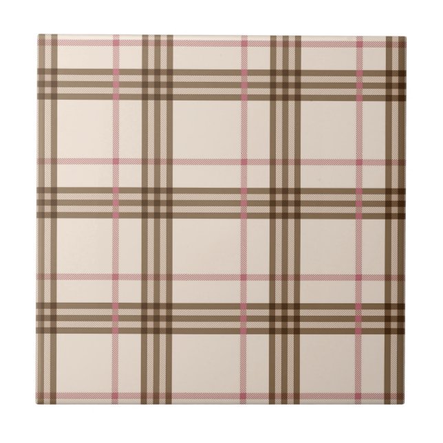 Trendig Scottish Thompson beige brunröd tartan Kakelplatta (Framsidan)