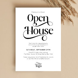Trendig Script Modern Logotyp Business Open House Inbjudningar