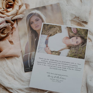 Trendig Script Overlay Photo Studenten Tack Kort