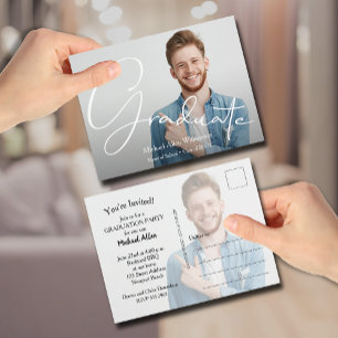Trendig Script Photo Studenten Spara datum Vykort