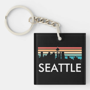 Trendig Seattle Washington Retro Sunset Skyline