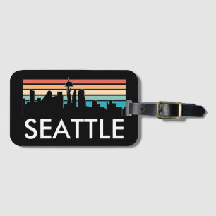 Trendig Seattle Washington Retro Sunset Skyline Bagagebricka