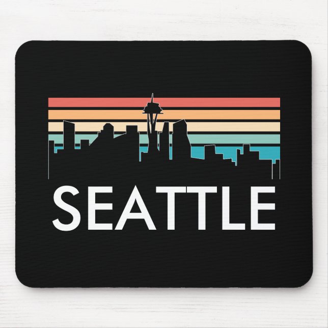 Trendig Seattle Washington Retro Sunset Skyline Musmatta (Framsidan)