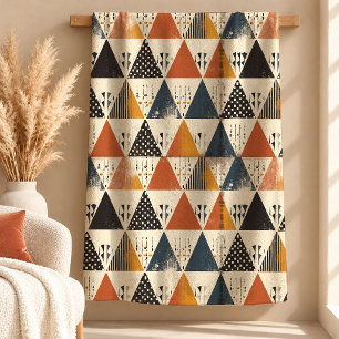 Trendig Senap Rost Boho Geometrisk Filta Fleecefilt