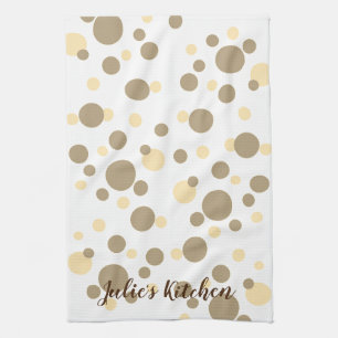 Trendig Sepia Pokka-Dot Personalize Namn Kökshandduk