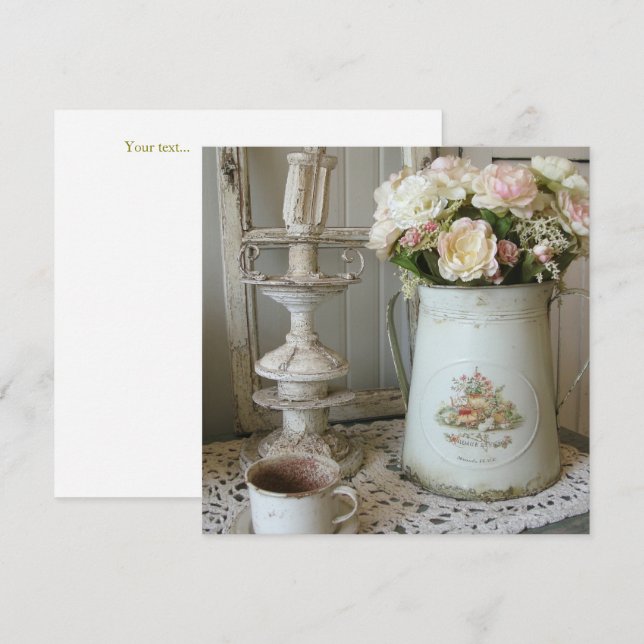 Trendig Shabby chic-fotografi White ja-blommigt (Fram/baksida)