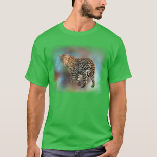 Trendig Shamrock Grönt Färg Leopard-Eleganten T Shirt