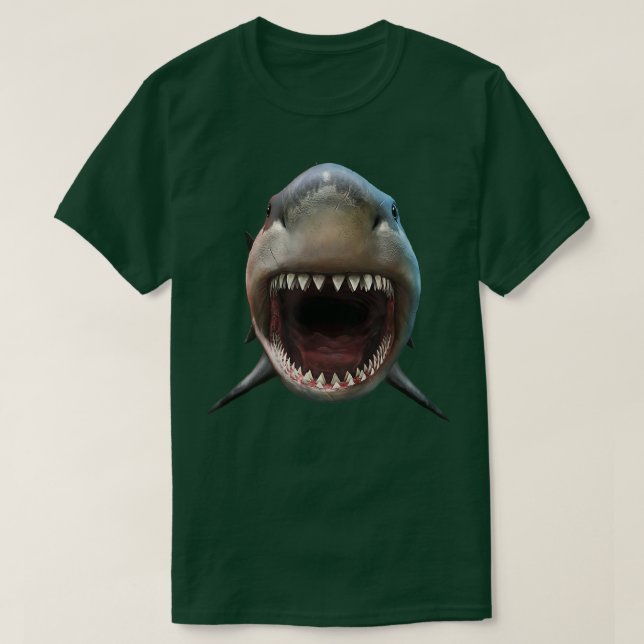Trendig Shark Bita Big Ansikte T Shirt (Design framsida)