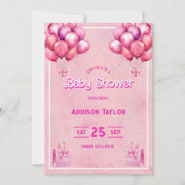 Trendig Shock rosa Barbiedoll Baby Shower Inbjudningar