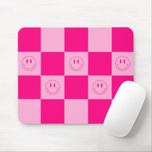 Trendig Shock rosa Checkered & Smiled Ansikte Musmatta