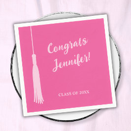 Trendig Shock rosa Chic 2024 Grad Tassel Studenten Pappersservett