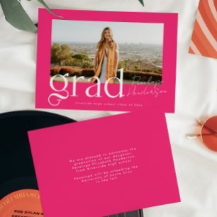 Trendig Shock rosa Grad 2025-skriptfoto Studenten Meddelande